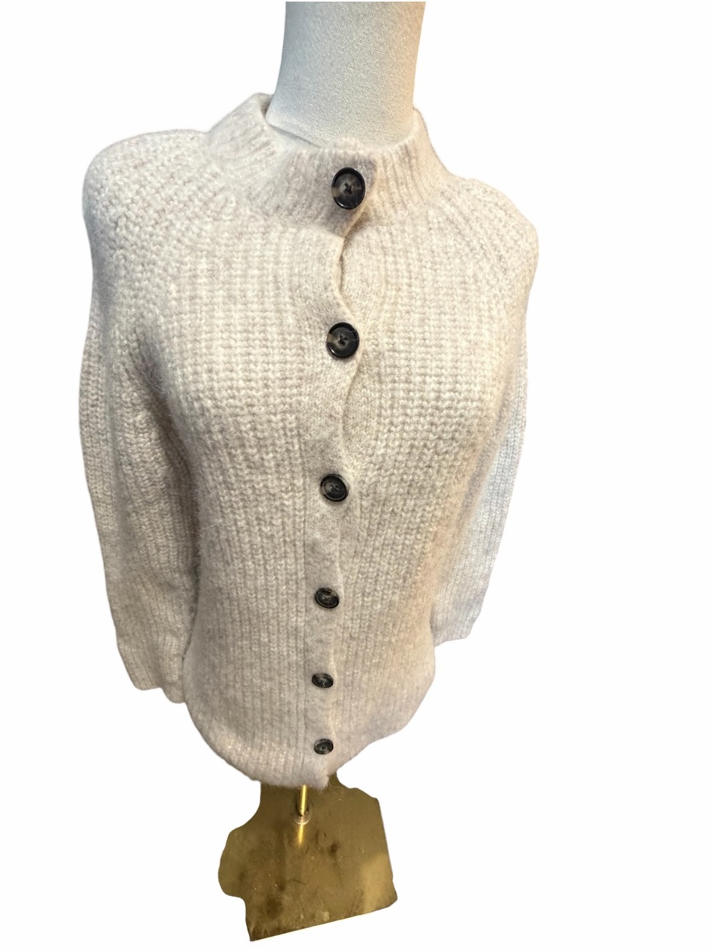 Everlane Alpaca Wool Cozy Cream Button-Front Women’s Sweater Sz Small